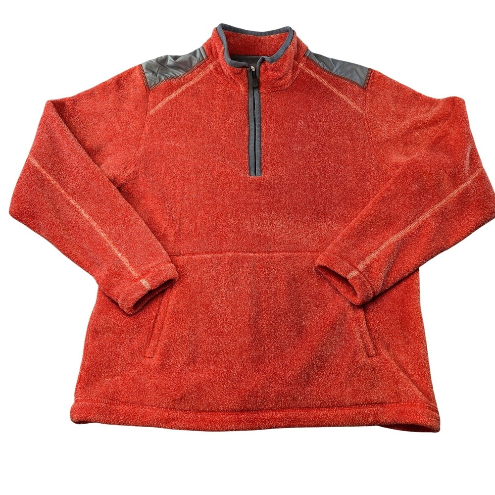 Tommy Bahama Sweatshirt Mens S Orange 1/4 Zip Heavyweight Pockets Logo